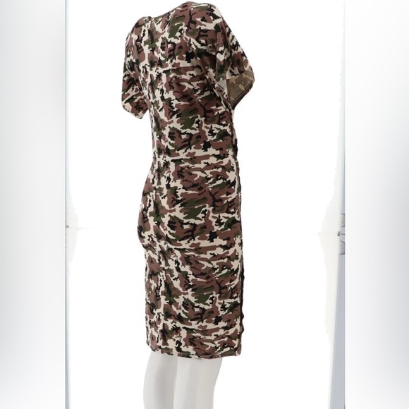 SEED TO STYLE Dress Organically Camouflage T-Shirt Ruched Side Dress - Picture 4 of 15